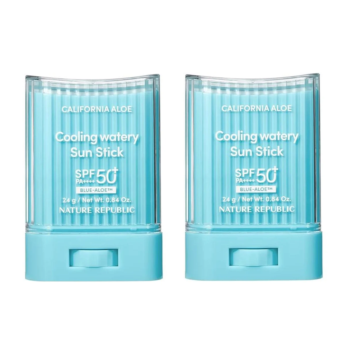 Bâtonnet solaire hydratant rafraîchissant à l'aloe californien Nature Republic 24g, 2 unités