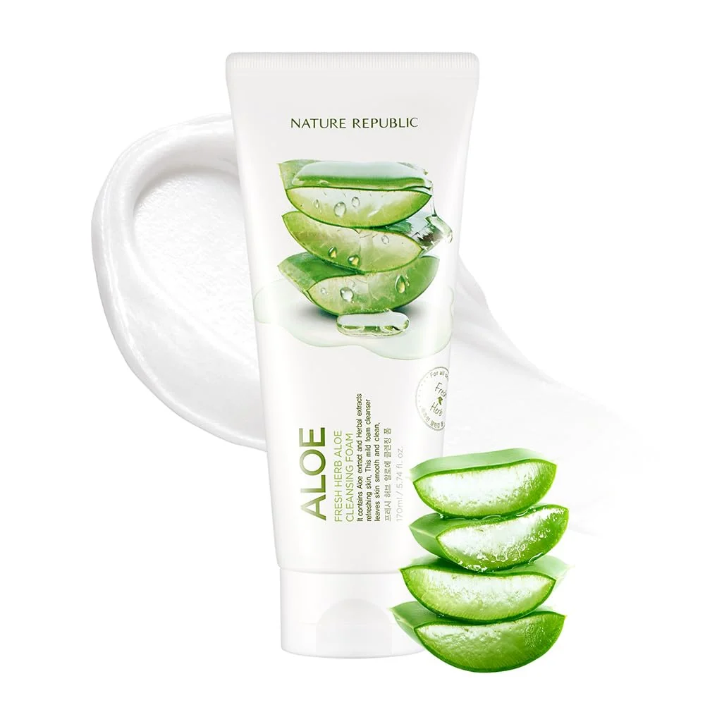 NATURE REPUBLIC Fresh Herb Aloe Cleansing Foam 170ml — Facial Cleansing Brushes