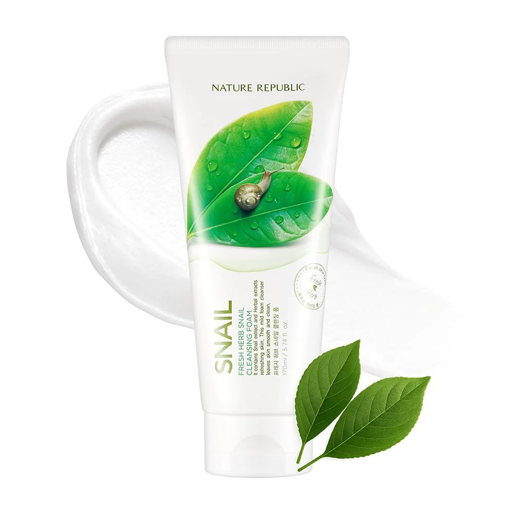 Mousse Nettoyante aux Herbes Fraîches et Escargot NATURE REPUBLIC 170ml