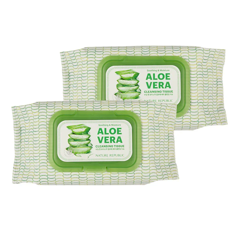 Lingettes Nettoyantes Aloe Vera Nature Republic - 160 Feuilles — Nettoyants visage