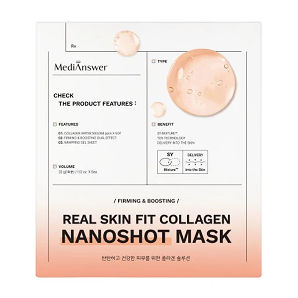 MASQUE NANOSHOT AU COLLAGÈNE REAL SKIN FIT MEDIANSWER 37g x 5 — Appareils de soins de la peau