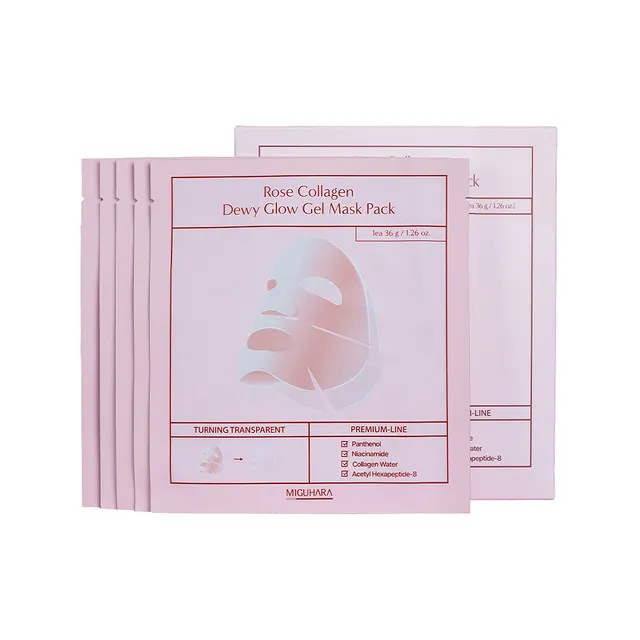 MIGUHARA Masque Gel Rose Collagène Éclat 36g x 5 Feuilles