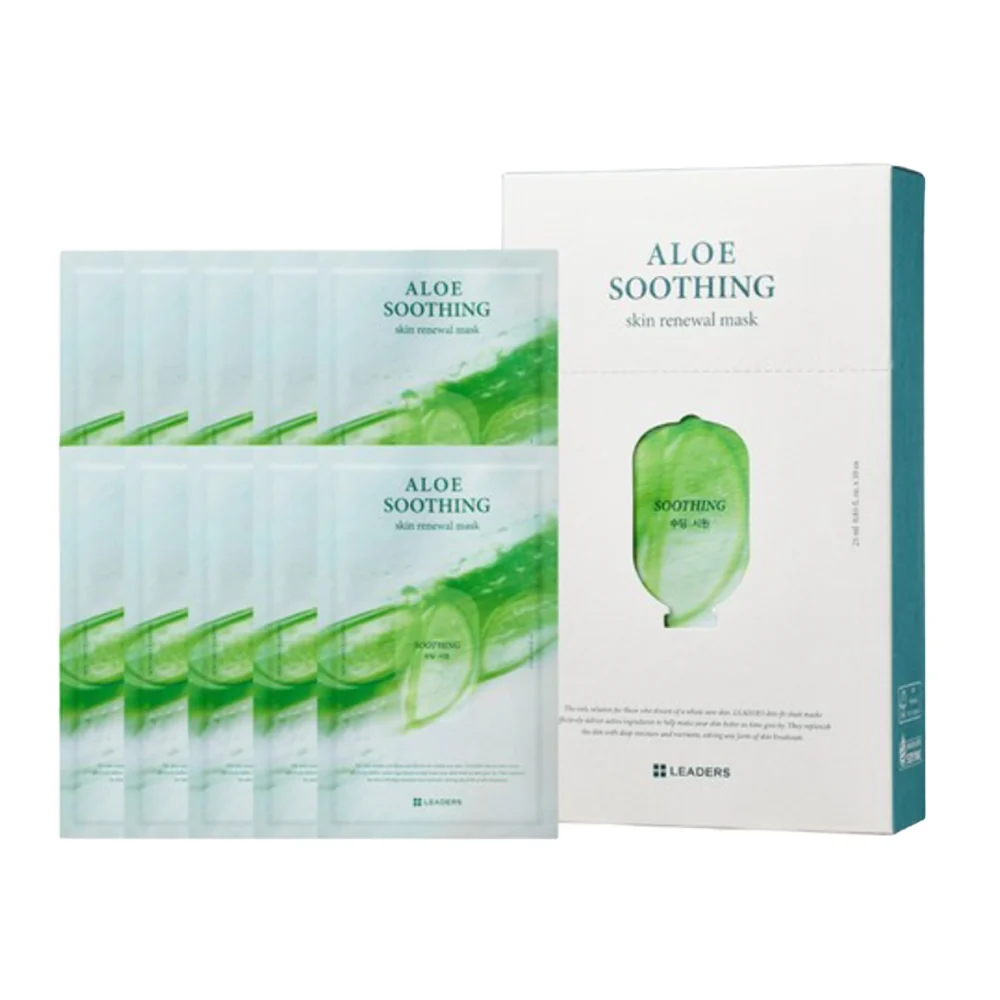 Masque de Renouvellement Apaisant à l'Aloe LEADERS 25ml - 10 Feuilles — Appareils de soins de la peau