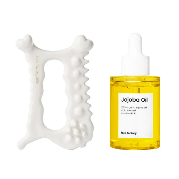 Ensemble de Massagers Guasha en Céramique FACE FACTORY avec Huile de Jojoba 30ml — Masseurs du visage et des yeux
