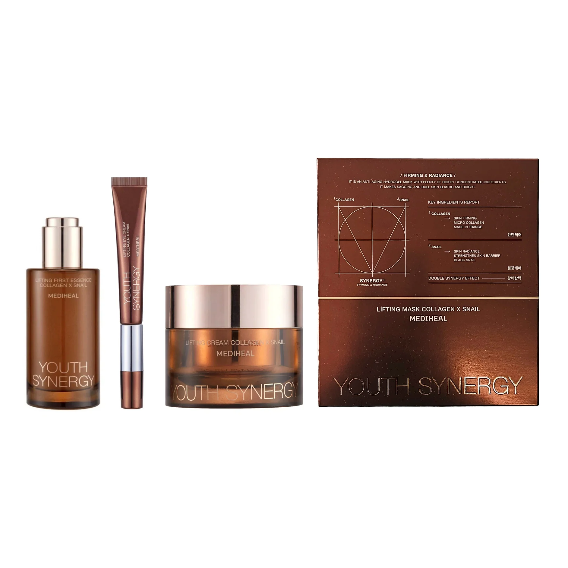 Ensemble de Lifting Youth Synergy MEDIHEAL avec Collagène et Mucine d'Escargot — Appareils de soins de la peau