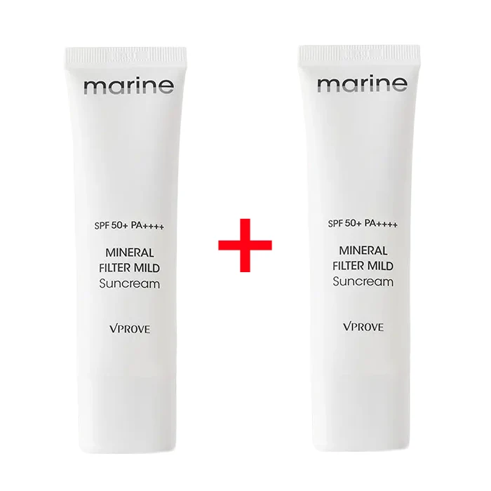 VPROVE Crème Solaire Douce au Filtre Minéral Marin 50ml x 2 (SPF50+ PA++++) — Appareils de soins de la peau