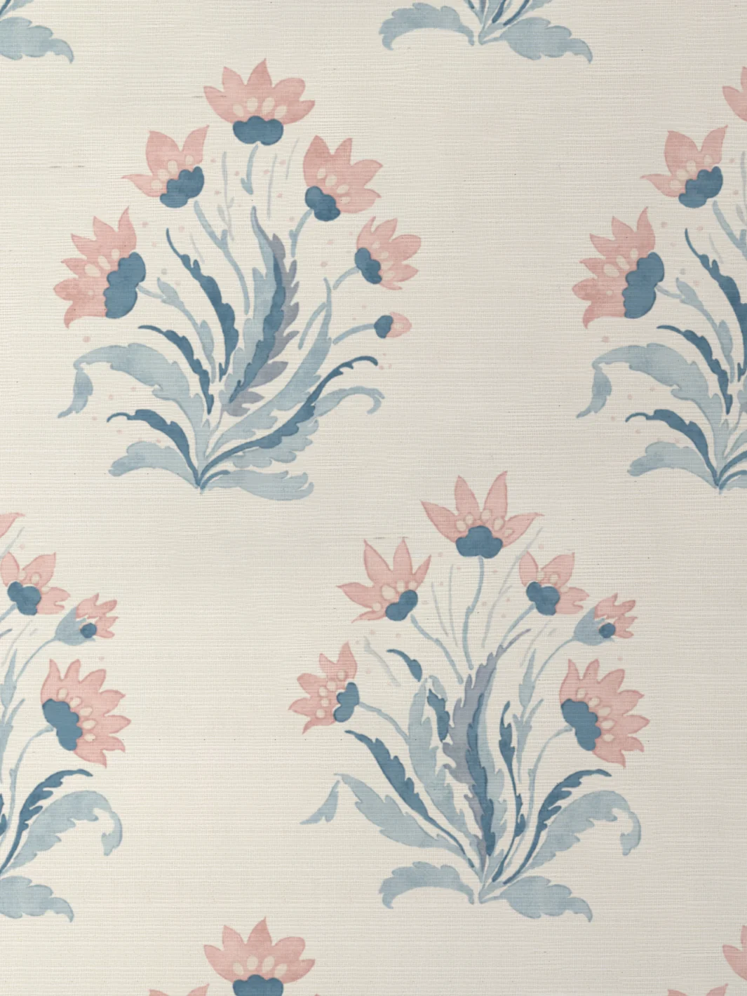 'Hillhouse Block Print Large' Grasscloth Wallpaper by Nathan Turner - Pink Blue - Grasscloth Roll - Sample — Wallpaper & Murals