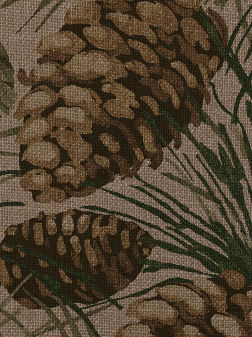 Papier peint en toile de jute « Pinecones » par Nathan Turner - Crème - Rouleau de toile de jute - Échantillon