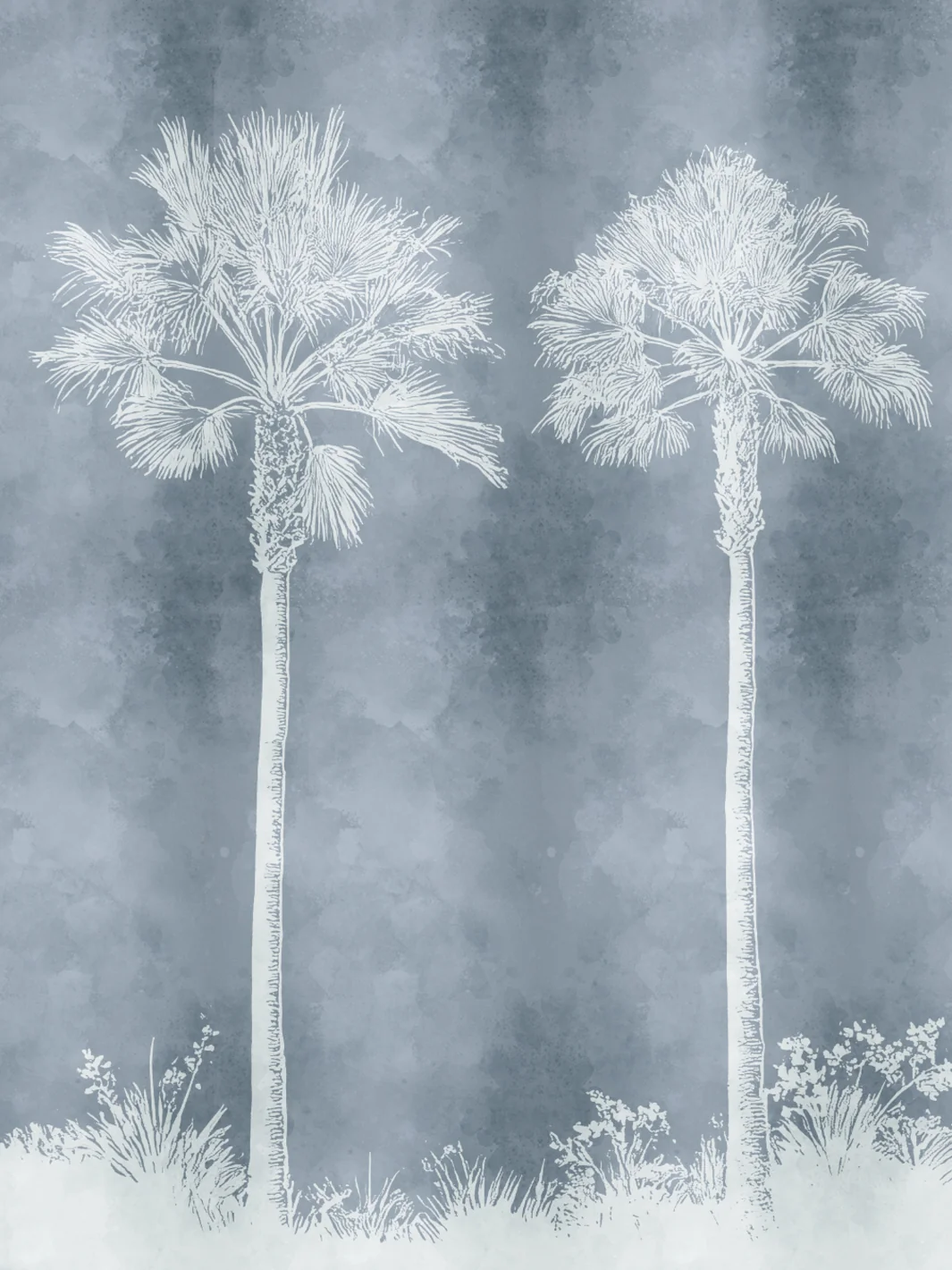 'Midnight Palm' Mural Wallpaper by Flint Wood & Hicks - Slate Blue - Traditional Mural / Sample - 8 x 8 in. — Wallpaper & Murals