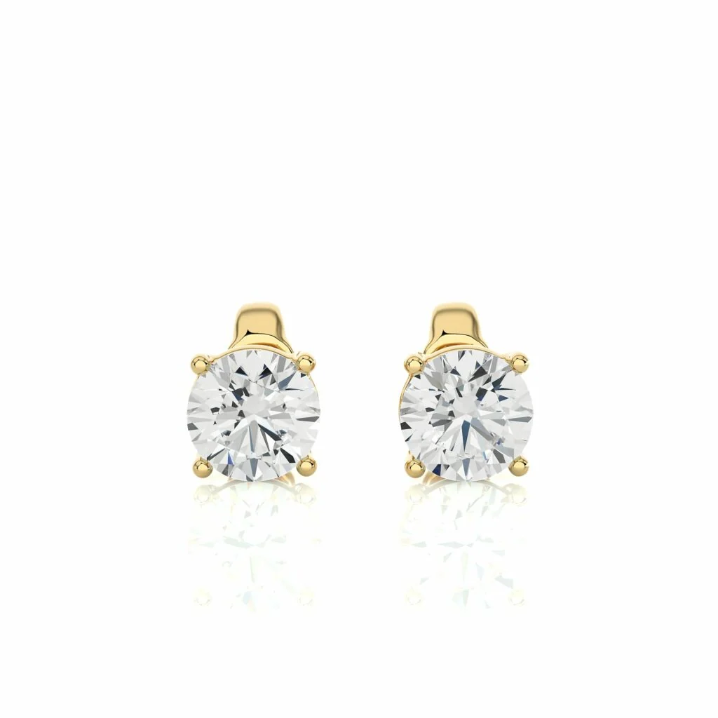 1.12 Ct Solitaire Prong Setting Diamond Stud Earrings In White Gold - 10K Yellow Gold / Lab Diamond — Stud Earrings
