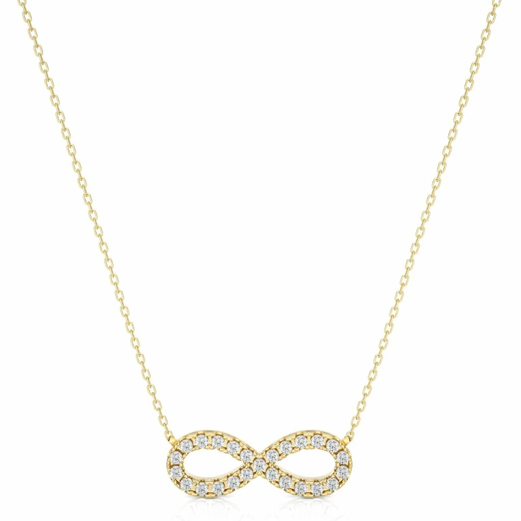 0.50 Ct Round Cut Bar Setting Infinity Diamond Necklace In Yellow Gold - 10K Yellow Gold / Lab Diamond — Pendant Necklace