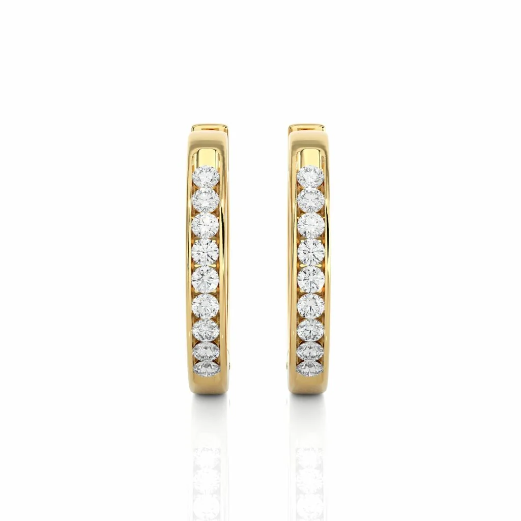 0.52 Ct Round Cut Bezel Setting Diamond Earrings In Yellow Gold - 10K Yellow Gold / Lab diamond — Stud Earrings