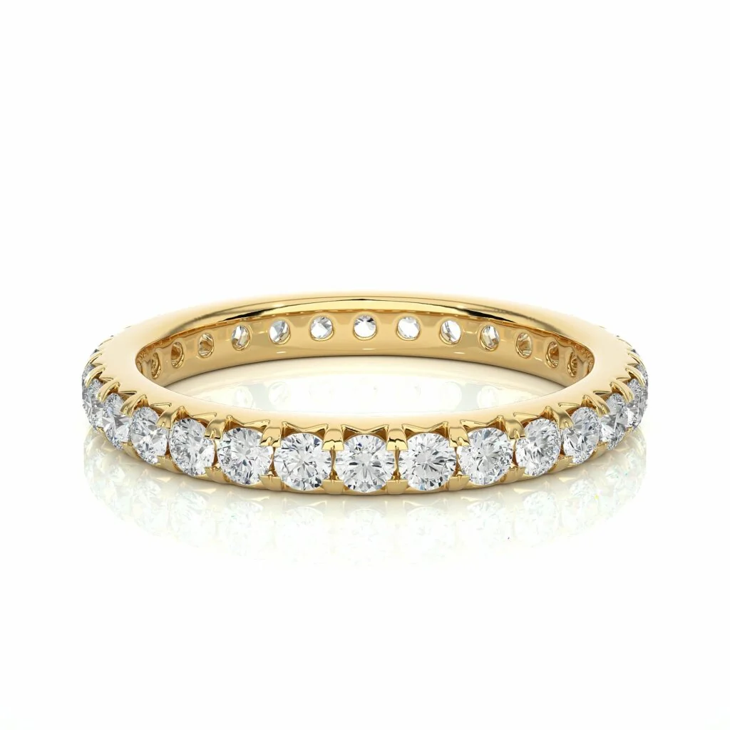 1.05 Carat Round Cut French Setting Diamond Eternity Band In Rose Gold - 10K Yellow Gold / Lab Diamond — Stackable Rings