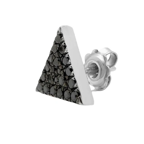 Boucle d'oreille unique en forme de triangle avec diamant noir 1 ct - Or jaune 10 carats