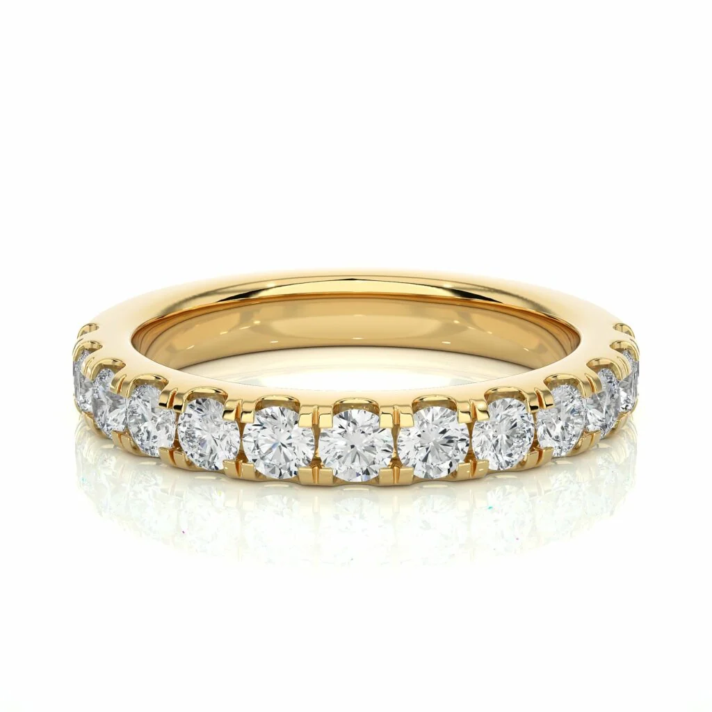 1.01 Ct Round Cut Prong Setting Diamond Eternity Band In White Gold - 10K Yellow Gold / Lab diamond — Stackable Rings