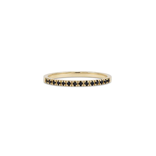0.25 Ct Round Cut Diamond Prong Setting Black Diamond Eternity Ring - 10K Yellow Gold — Stackable Rings