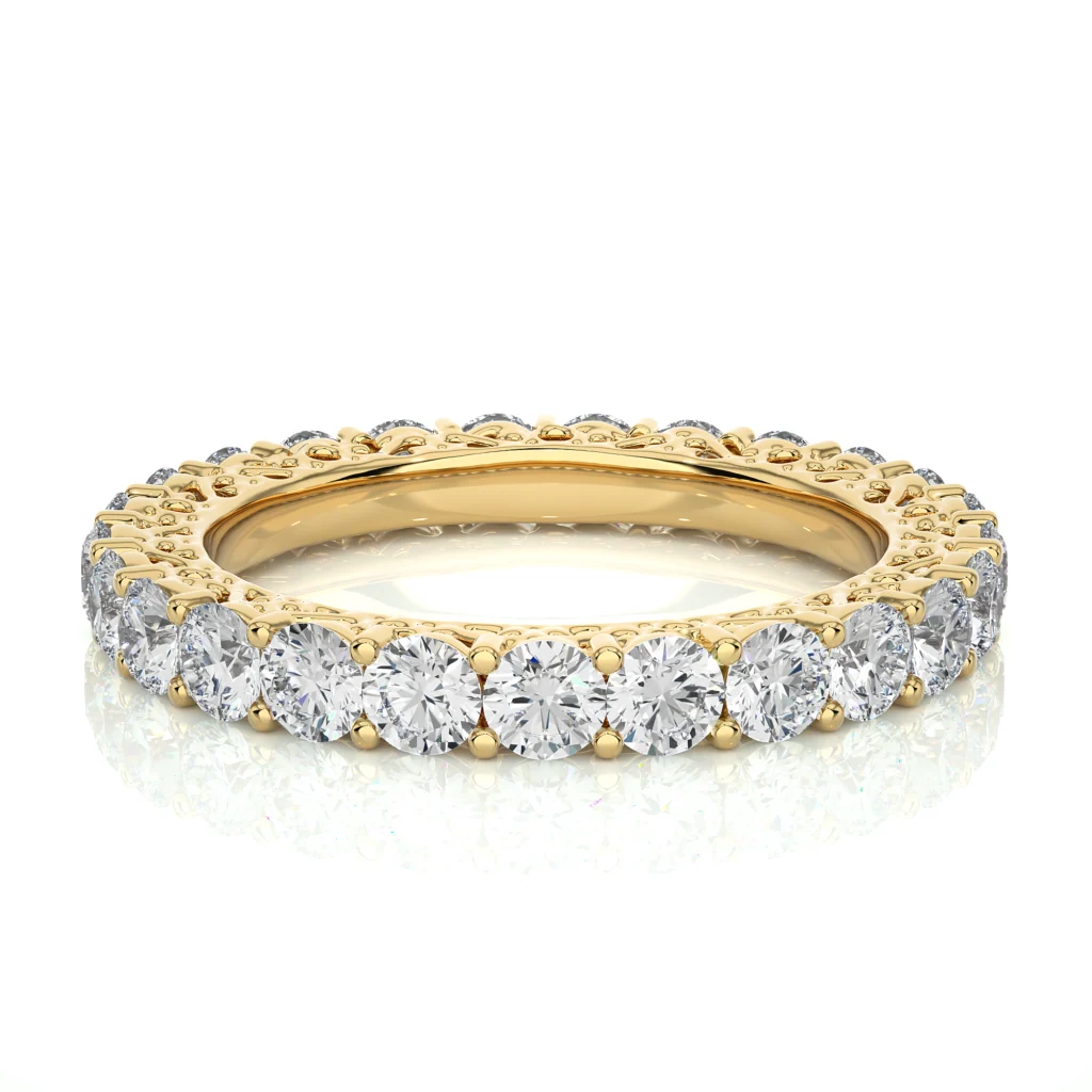2.38 Carat Filigree Lab Diamond Eternity Band In White Gold - 10K Yellow Gold / Lab diamond — Stackable Rings