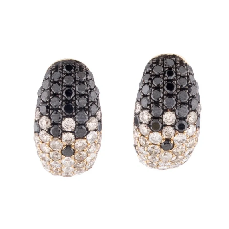 Boucles d'oreilles Huggie en diamant noir 1,32 carat pour femme - Or jaune 10 carats — Boucles D'oreilles