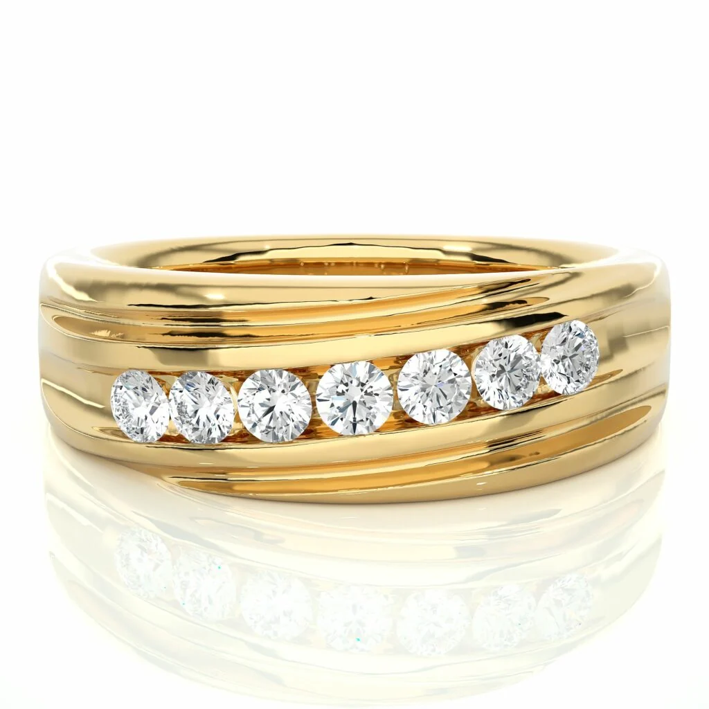 0.50 Carat 7 Stone Channel Setting Lab Diamond Ring - 10K Yellow Gold / Lab diamond — Stackable Rings