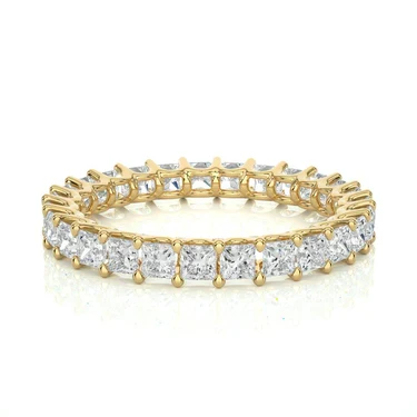 1.95 Ct Princess Cut Prong Setting Diamond Eternity Band In White Gold - 10K Yellow Gold / Lab Diamond — Stackable Rings