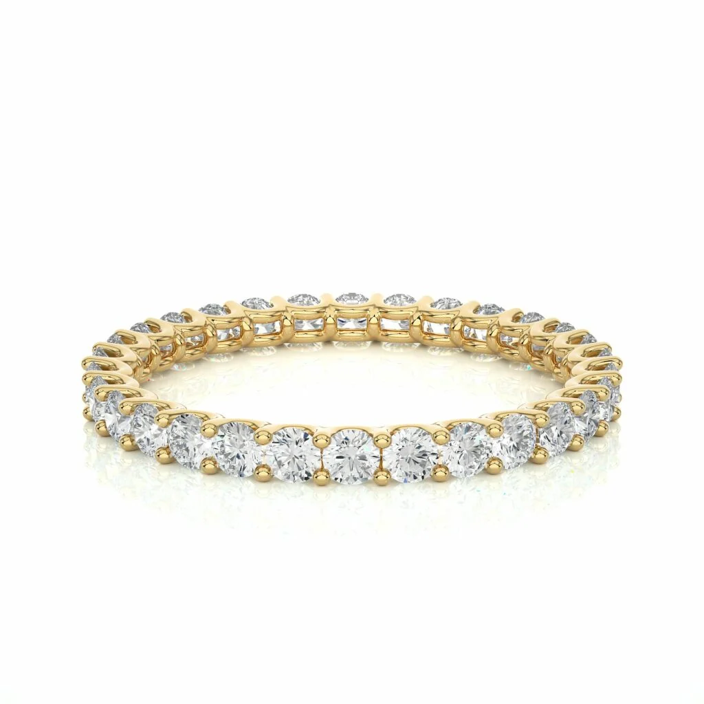 1.15 Ct Round Cut Prong Setting Lab Diamond Eternity Band - 10K Yellow Gold / Lab Diamond — Stackable Rings