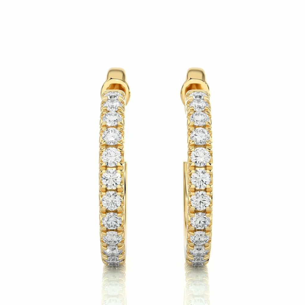 Boucles d'oreilles diamant J-Hoop serties griffes 0,80 carat en or jaune - Or jaune 10 carats / Diamant de laboratoire — Boucles D'oreilles