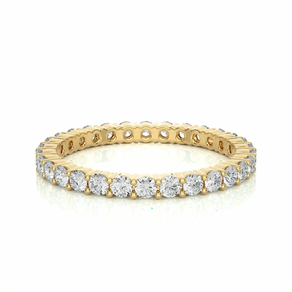 Alliance d'éternité avec diamants de laboratoire sertis de griffes rondes de 1,05 ct - Or jaune 10 carats / Diamant de laboratoire — Bijoux de mariage