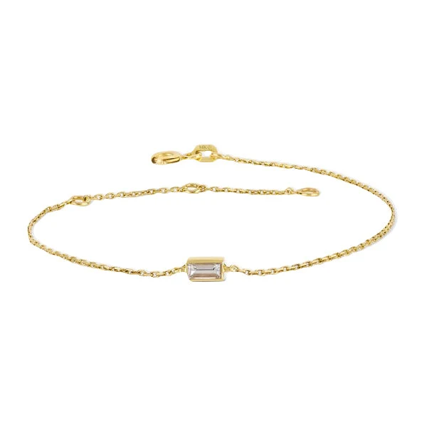 0.25 Ct Baguette Shaped Bezel Set Solitaire Lab Diamond Bracelet - 10K Yellow Gold