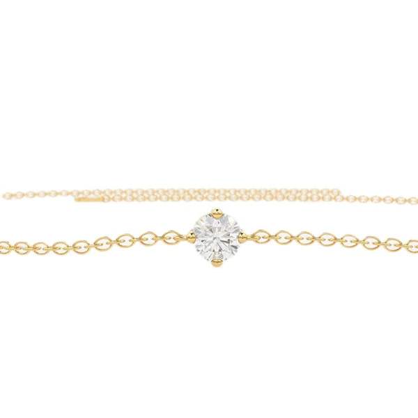 Bracelet diamant solitaire de laboratoire serti de griffes rondes de 2 ct - Or jaune 10 carats — Bracelet Femme