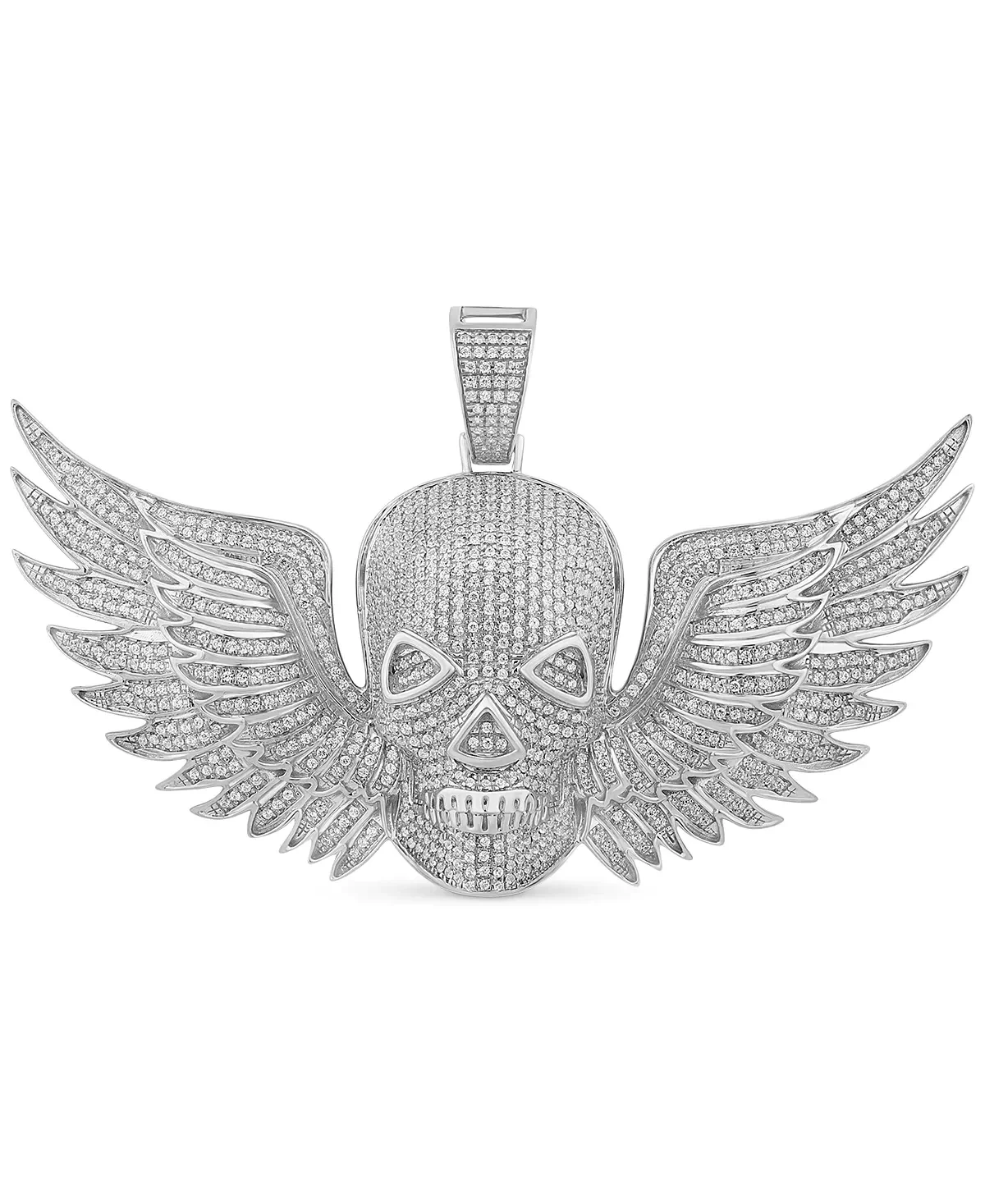 Pendentif diamant de laboratoire crâne volant taille ronde 3,20 ct - Or jaune 10 carats / Diamant de laboratoire — Collier pendentif