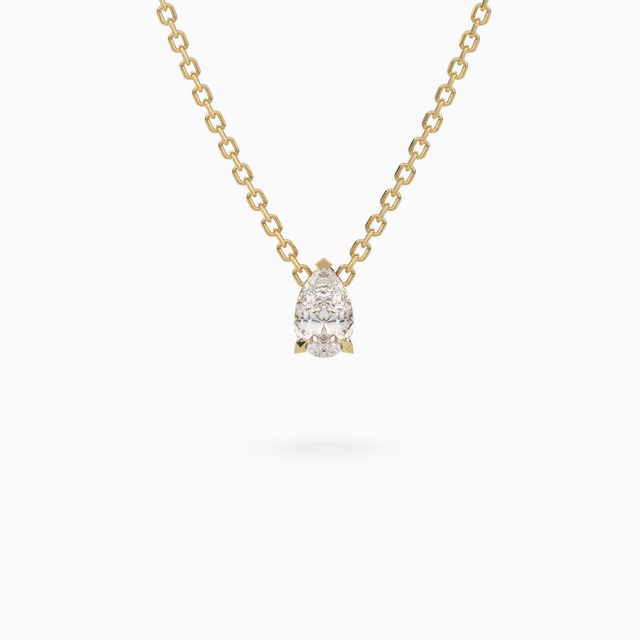 2 Ct Pear Shaped Prong Set Solitaire Lab Diamond Pendant - 10K Yellow Gold — Pendant Necklace