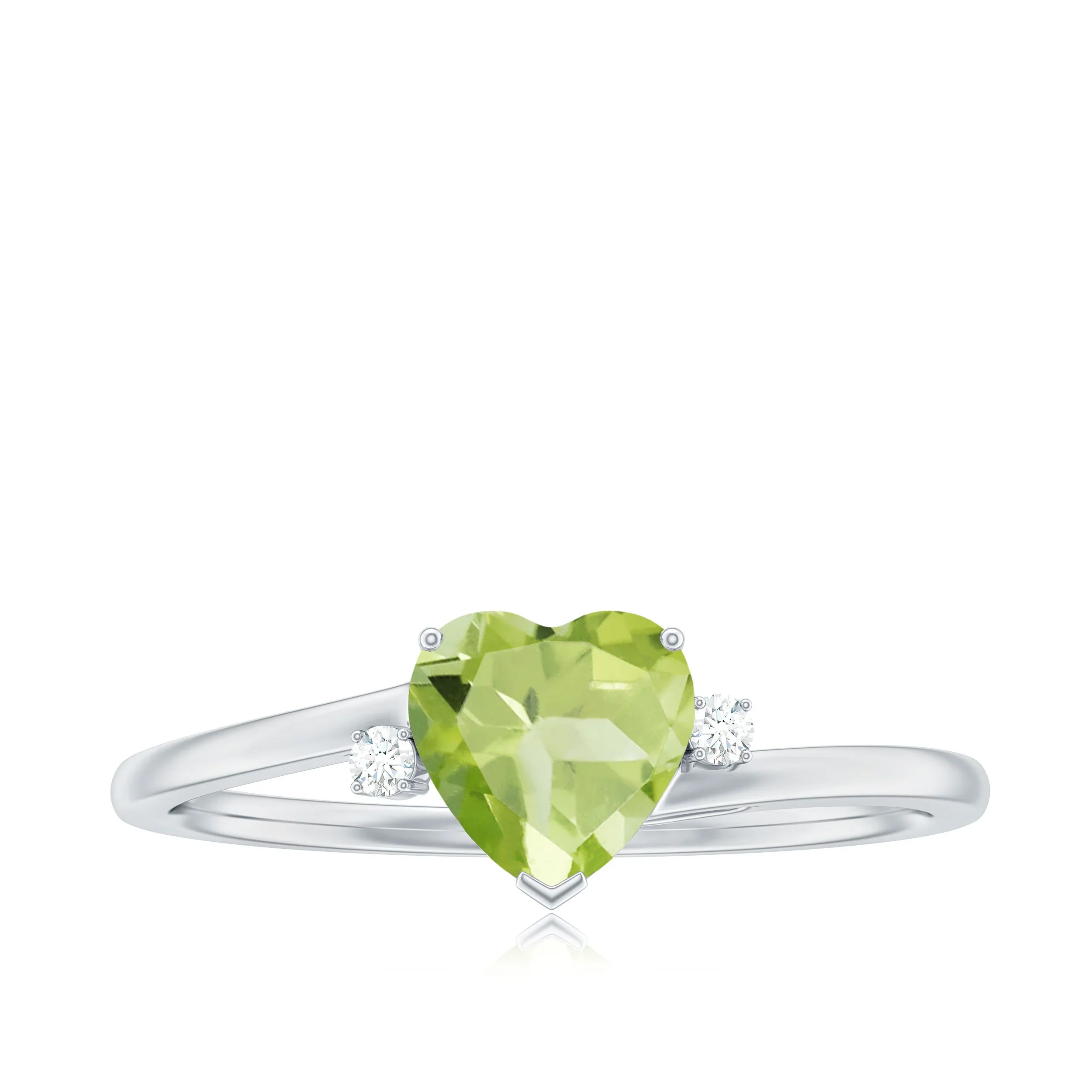 Bague de fiançailles en pierre précieuse sertie de griffes de péridot en forme de cœur de 2,10 ct - Or jaune 10 carats / Péridot — Bagues de fiançailles