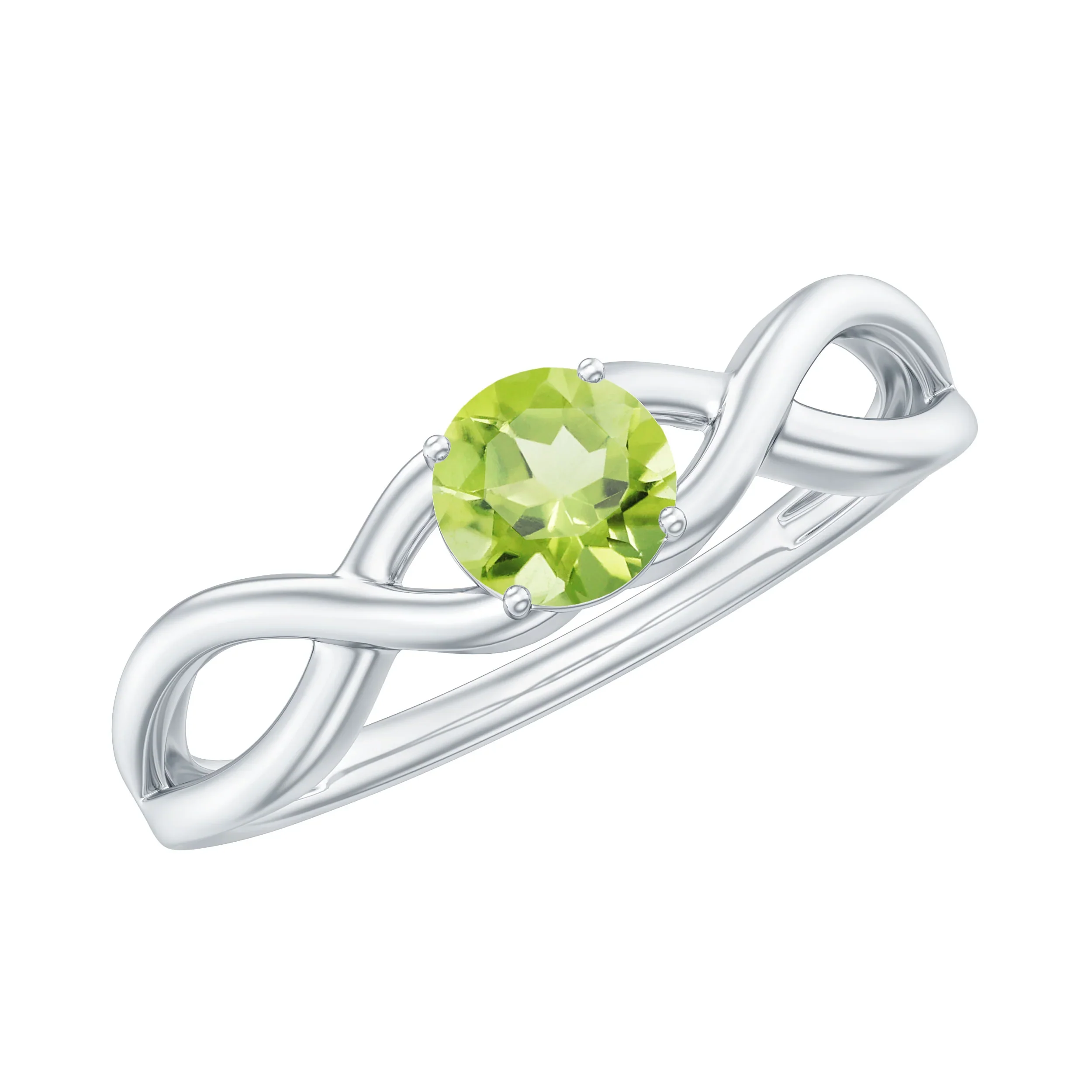 Bague de fiançailles avec pierres précieuses rondes en péridot de 2 carats - Or jaune 10 carats / Péridot — Bagues de fiançailles