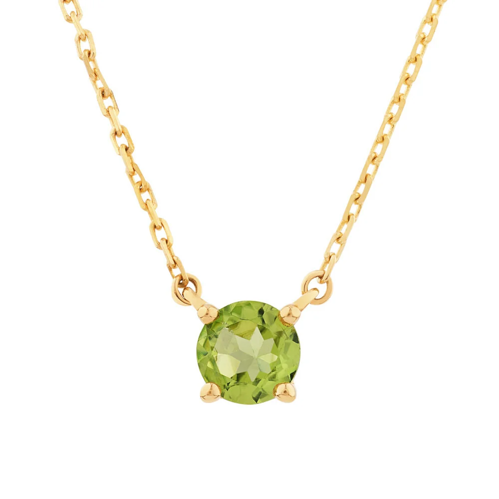 Pendentif solitaire à 4 griffes en péridot de 2 carats - Or jaune 10 carats / Péridot — Collier pendentif