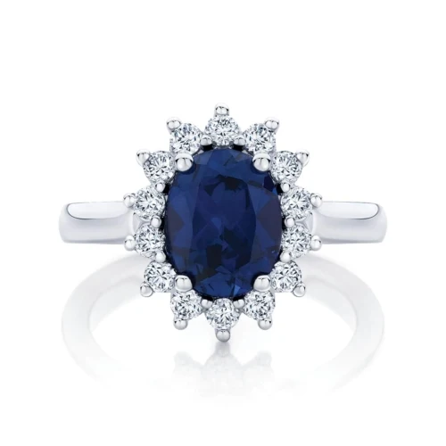2.70 Carat Oval Sapphire Floral Ring by Gemone Diamond — Stackable Rings