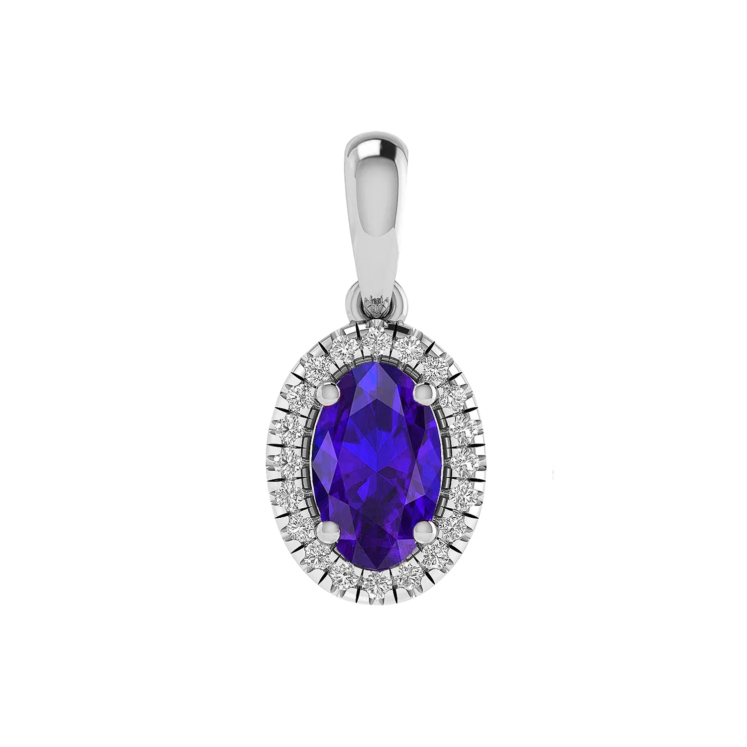 Pendentif Halo en Saphir Ovale de 2,10 Carats par Gemone Diamond — Collier pendentif