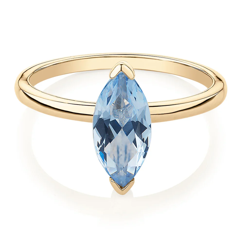 2 Ct Marquise Cut Solitaire Blue Lab Diamond Engagement Ring — Engagement Rings