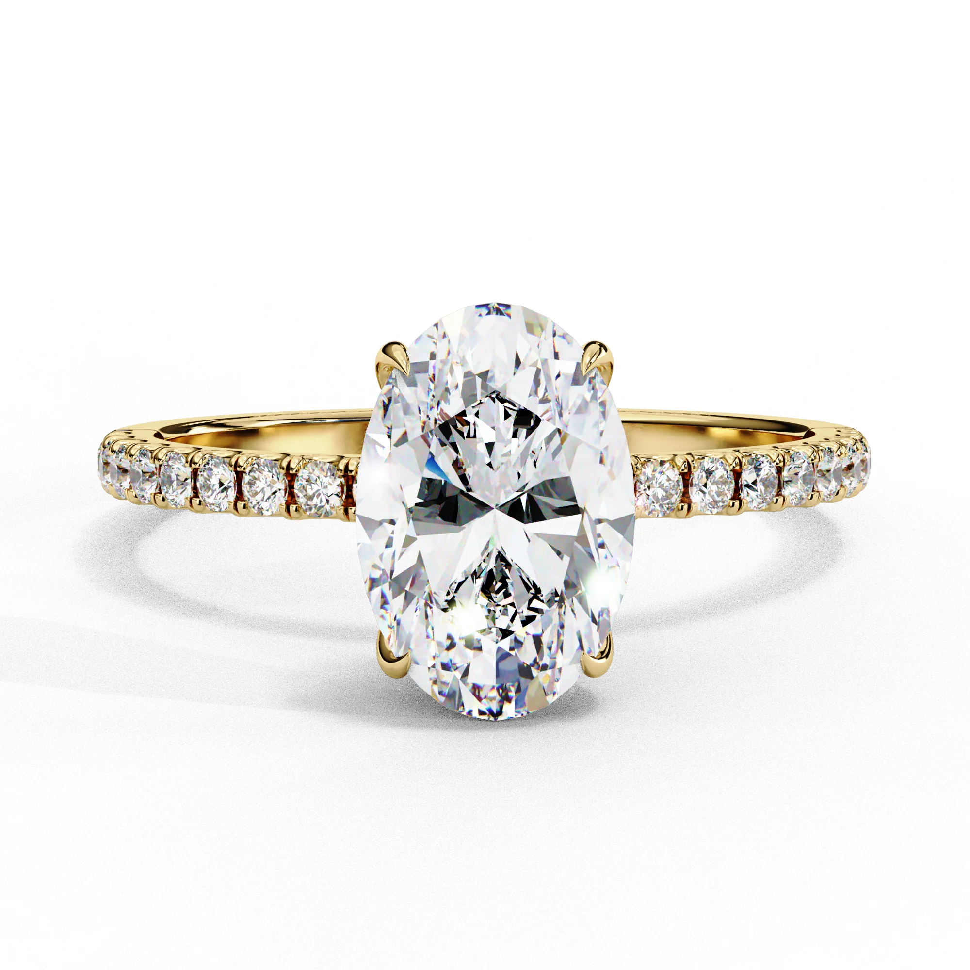 Bague de fiançailles en diamant lab-grown ovale avec halo caché par Gemone Diamond — Bagues de fiançailles
