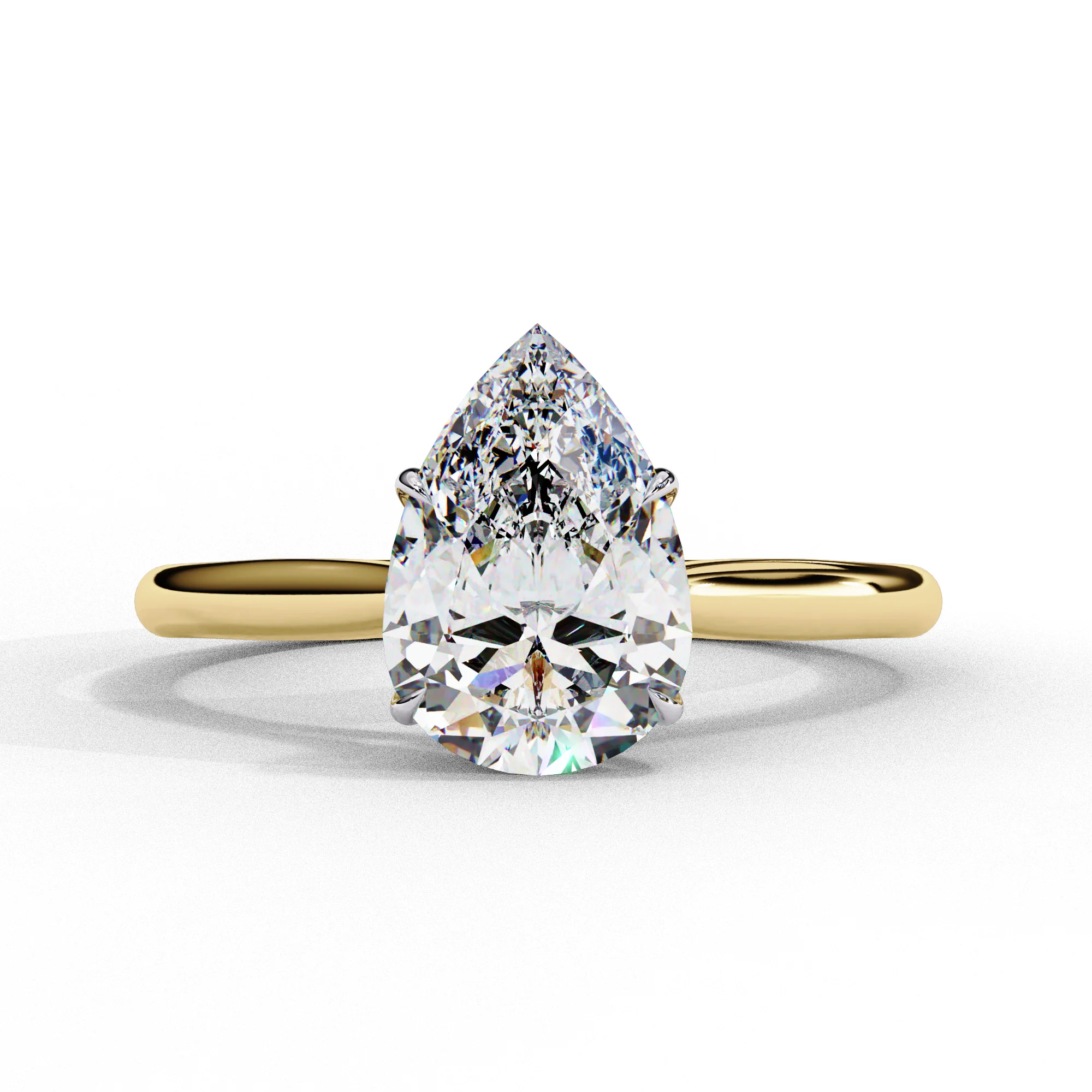 Bague de fiançailles en diamant lab-grown en forme de poire par Gemone Diamond