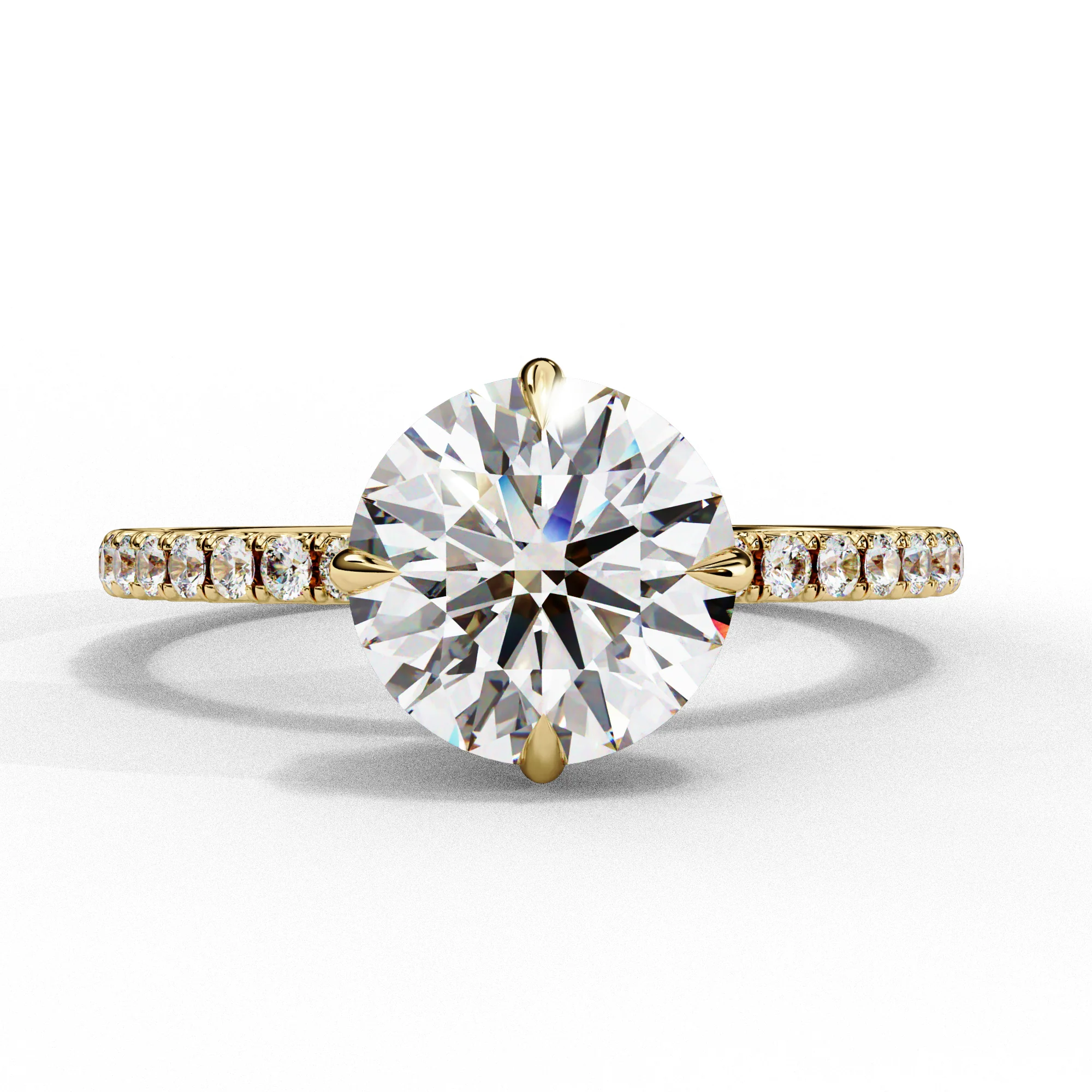 Bague de fiançailles en diamant lab-grown avec halo rond et accent — Bagues de fiançailles