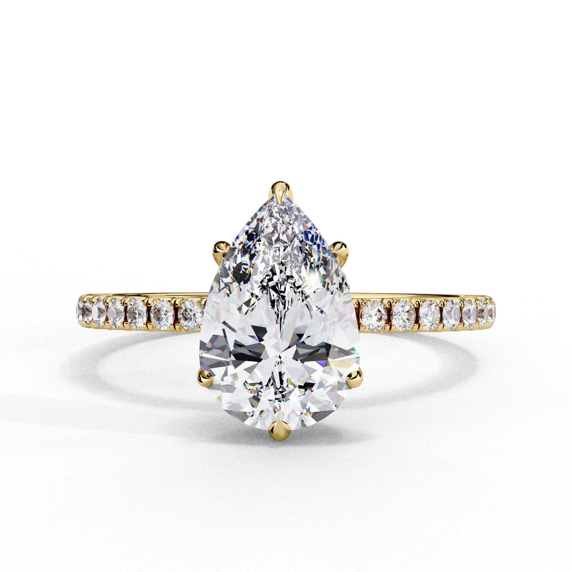 Bague de fiançailles en diamant lab-grown avec halo caché en forme de poire — Bagues de fiançailles
