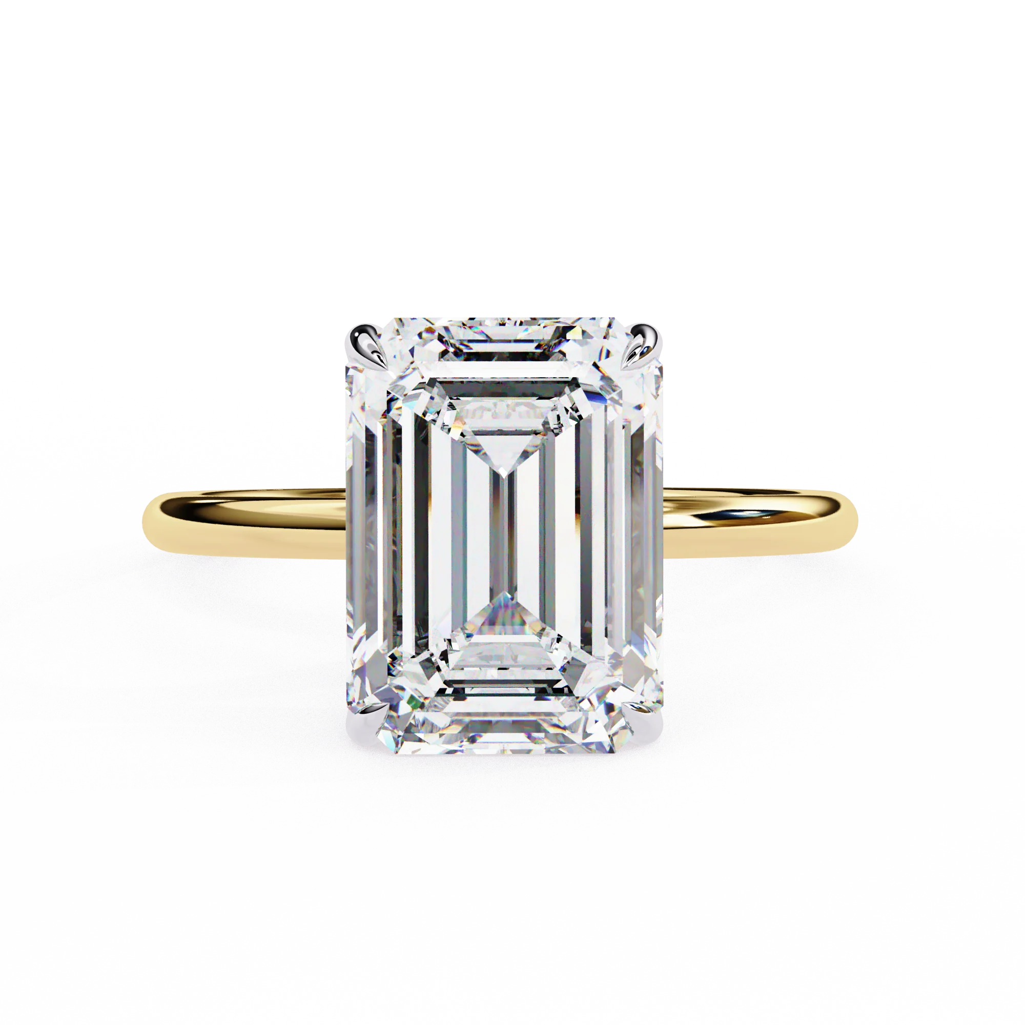 Bague de fiançailles en diamant de laboratoire Halo à griffes émeraude par Gemone Diamond — Bagues de fiançailles