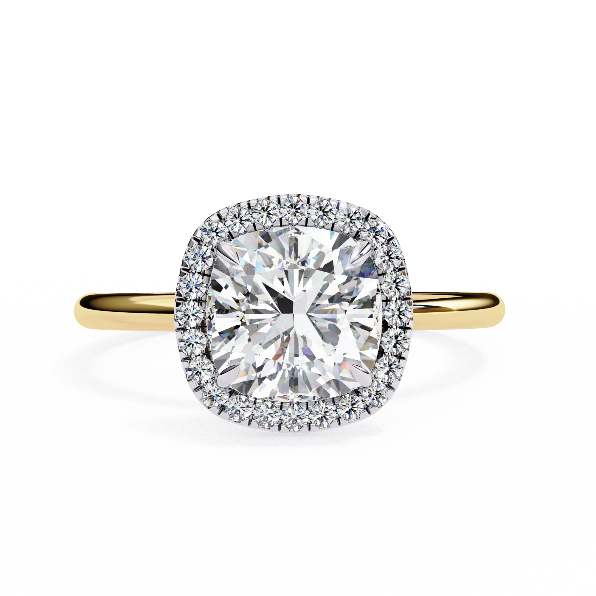Bague de fiançailles en diamant créé en laboratoire avec halo en taille coussin - Gemone Diamond — Bagues de fiançailles
