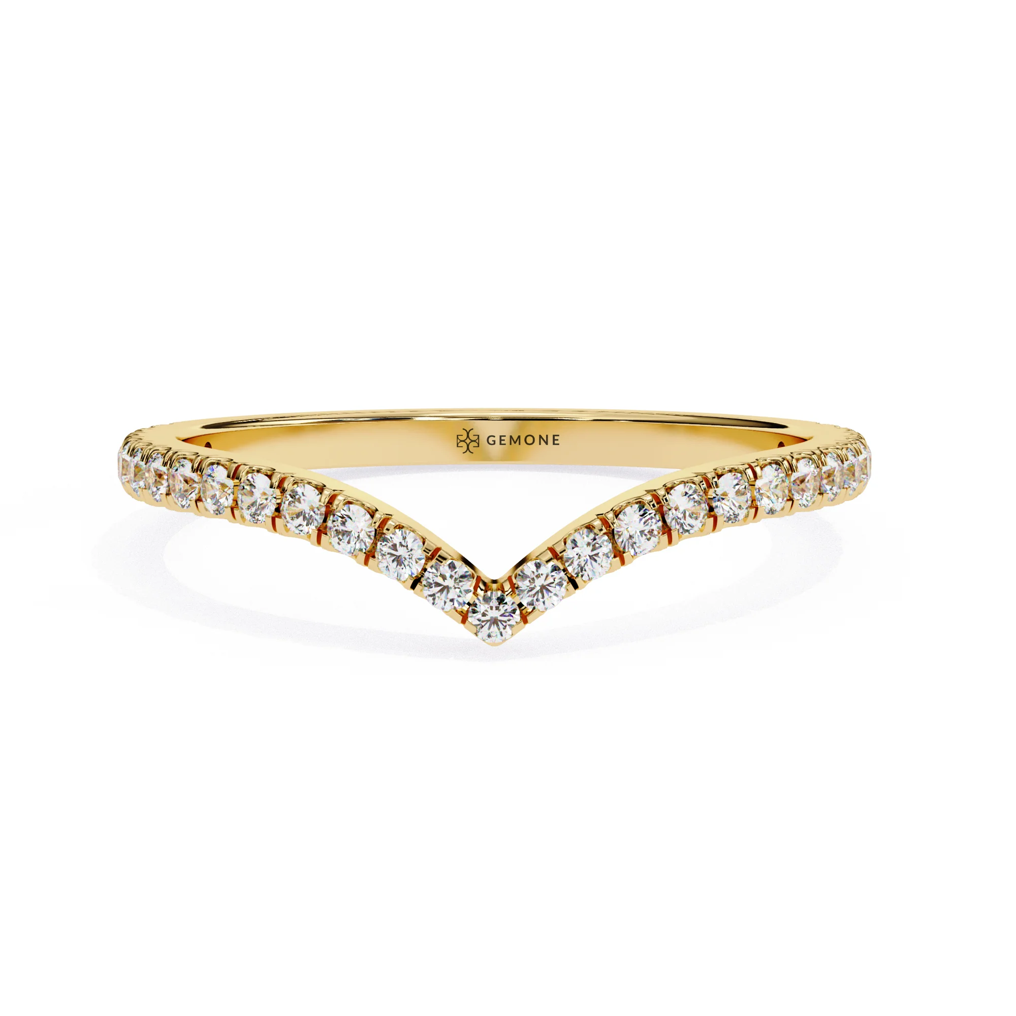 0.25 Carat Round Cut Curved Diamond Wedding Band by Gemone Diamond