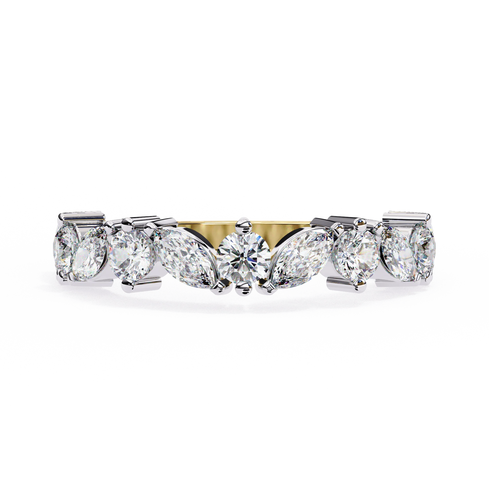 Bague de Mariage en Diamant Marquise et Rond de 0,90 Carat — Bijoux de mariage