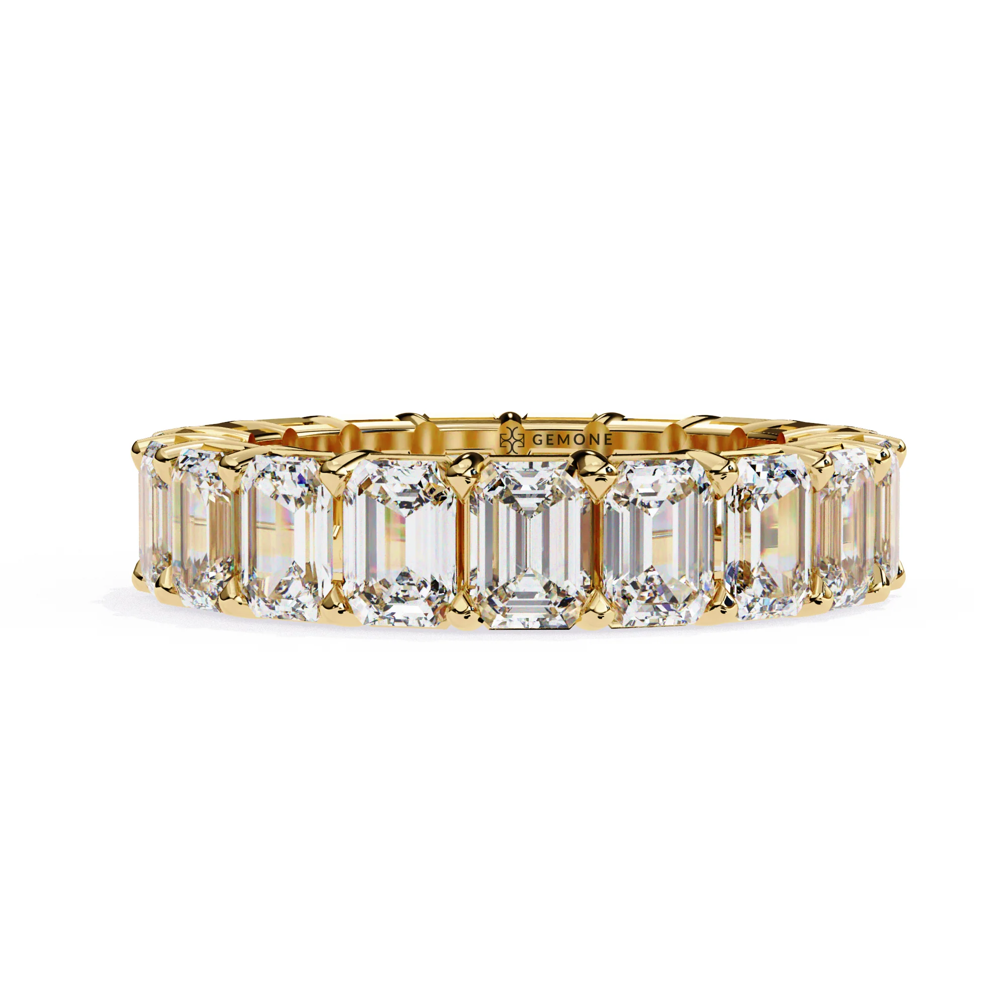 Bague de Mariage Éternité en Diamant Lab de 4,90 Carats en Taille Émeraude — Bijoux de mariage