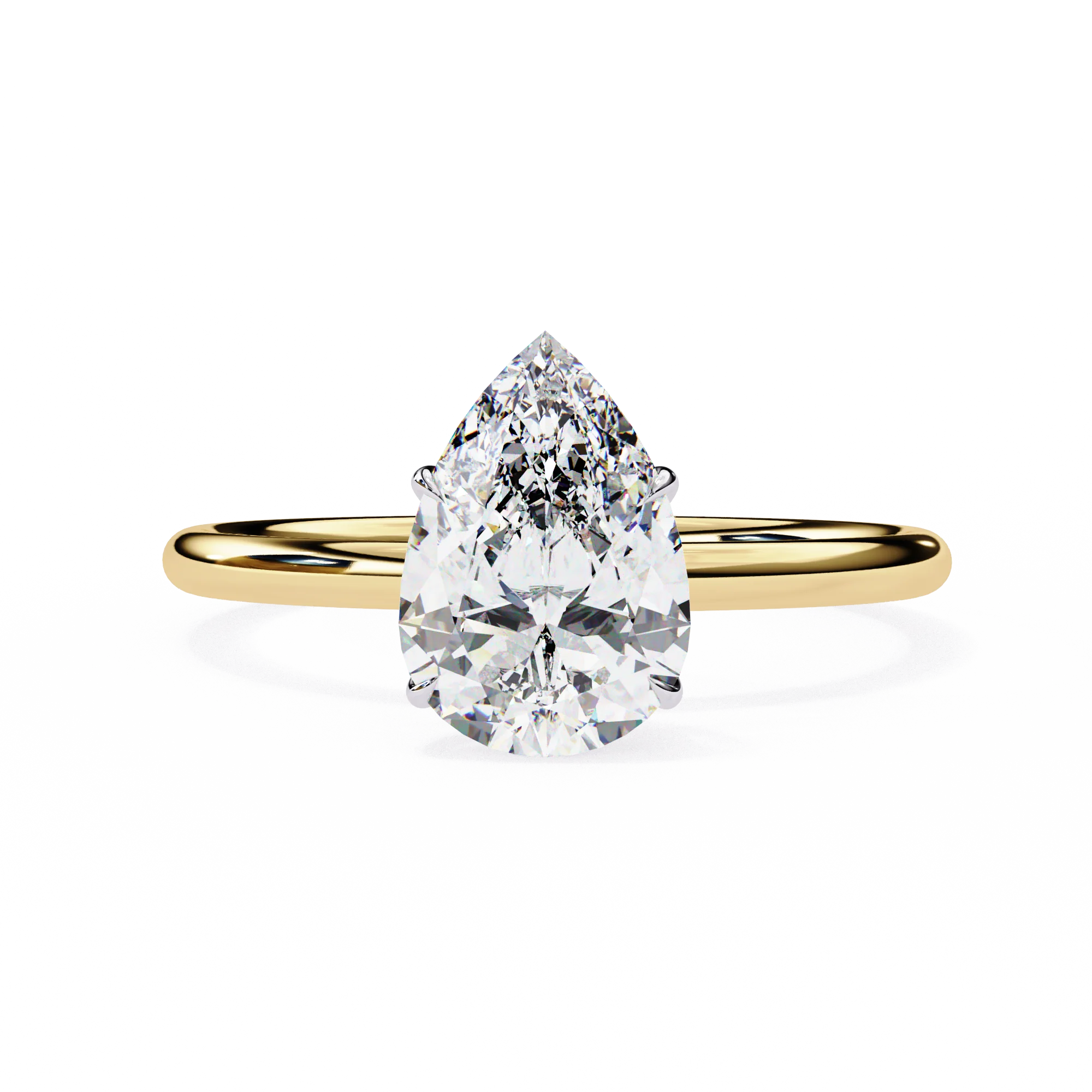 Bague de fiançailles en diamant lab-grown solitaire en forme de poire de 1,25 ct — Bagues de fiançailles