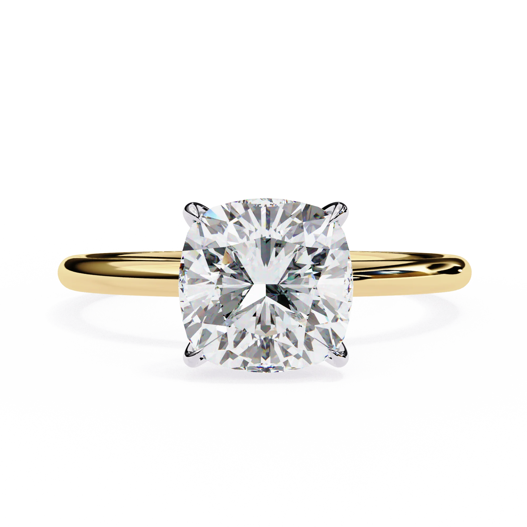 Bague de fiançailles en diamant lab créé, taille coussin, deux tons — Bagues de fiançailles