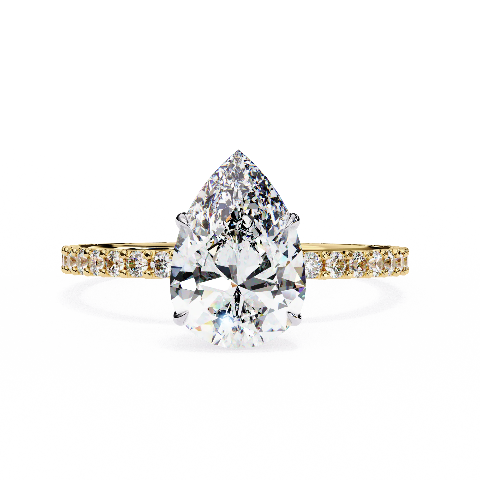 Bague de fiançailles en diamant lab grown en halo de 2,10 carats en forme de poire — Bagues de fiançailles