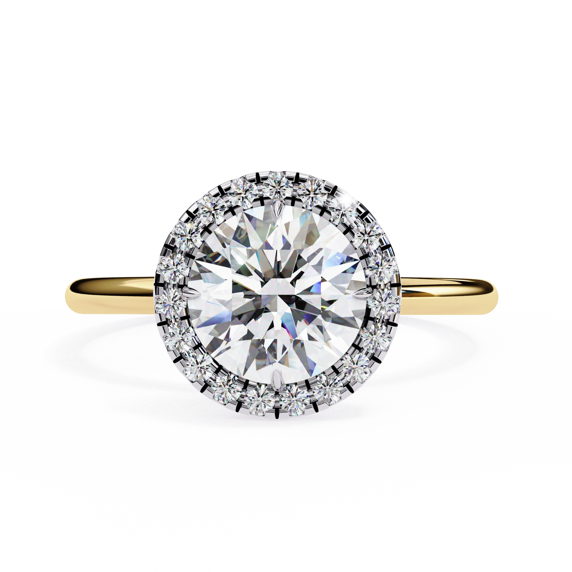 Bague de fiançailles en diamant lab-grown halo de 1,87 carat par Gemone Diamond — Anneaux empilables